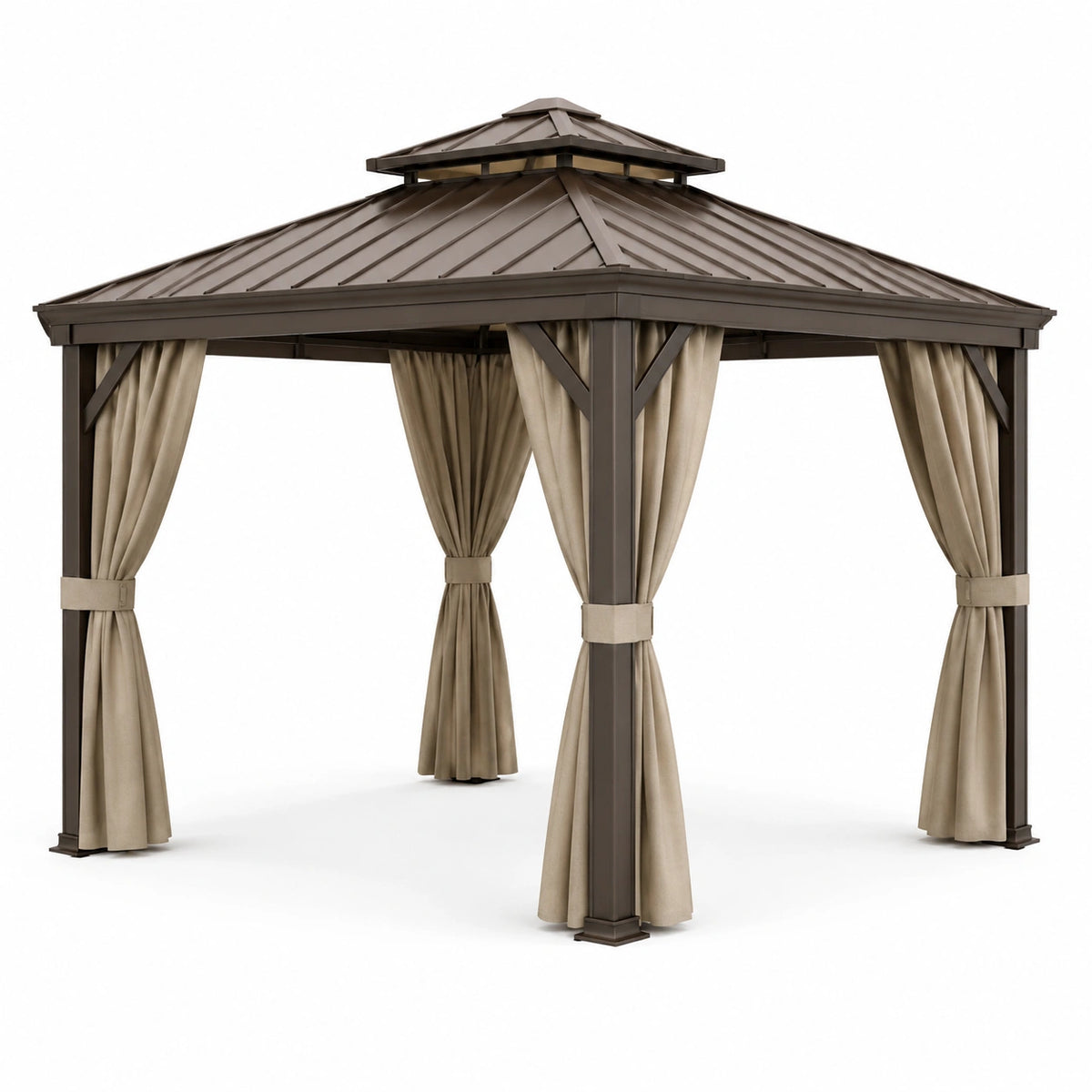 Pabellón de Jardín de Aluminio con Cortinas de Poliéster 3x4m
