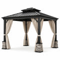 Pérgola de Aluminio con Techo Metálico y Cortinas de Tela 4x3 m