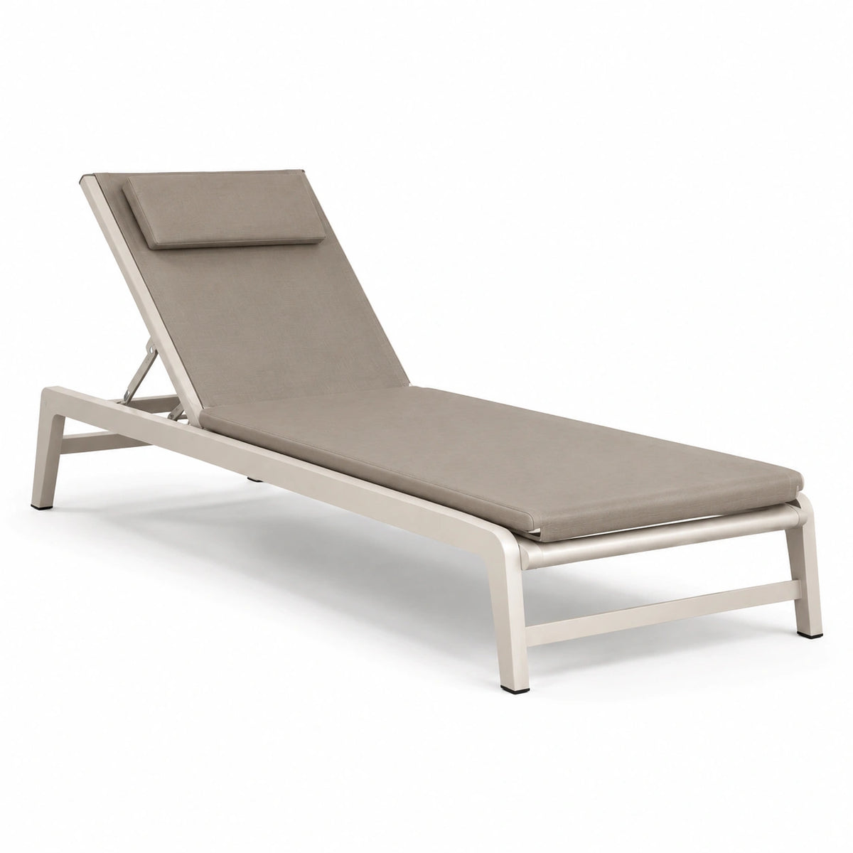 Tumbona ajustable de aluminio con cojín beige