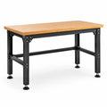 Mesa de trabajo de acero con superficie de bambú