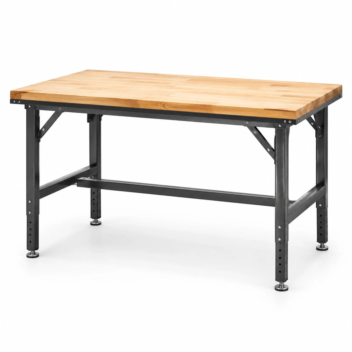 Mesa de trabajo de madera y metal ajustable