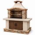 Barbacoa de Ladrillo y Cemento con Puertas de Madera