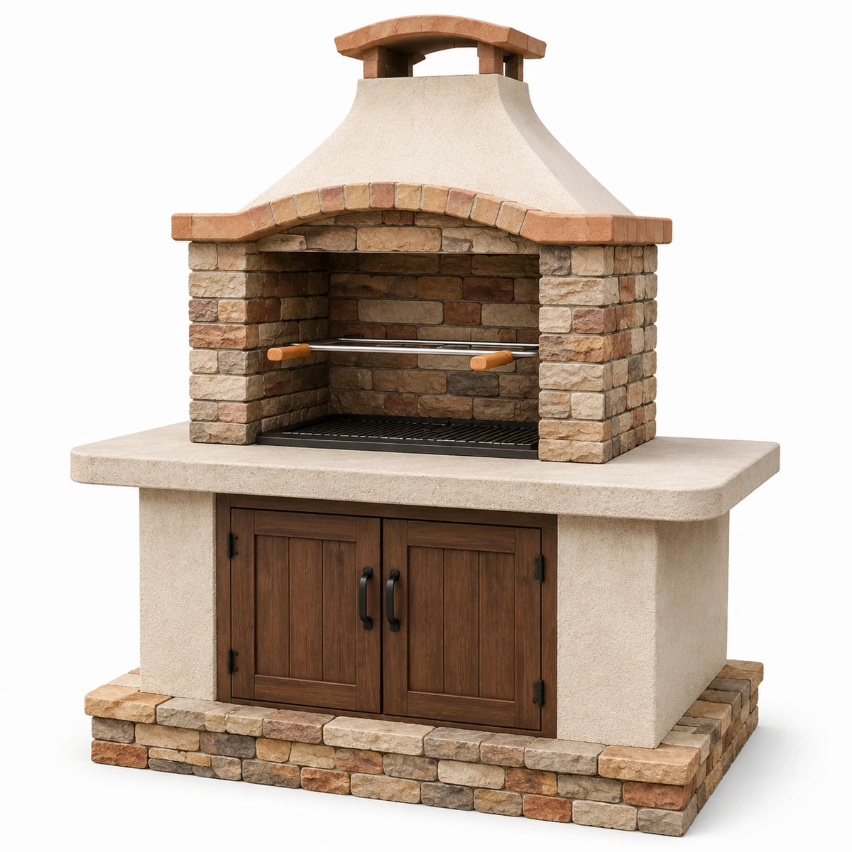 Barbacoa de Ladrillo y Cemento con Puertas de Madera