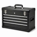 Caja de herramientas negra de acero con 4 cajones