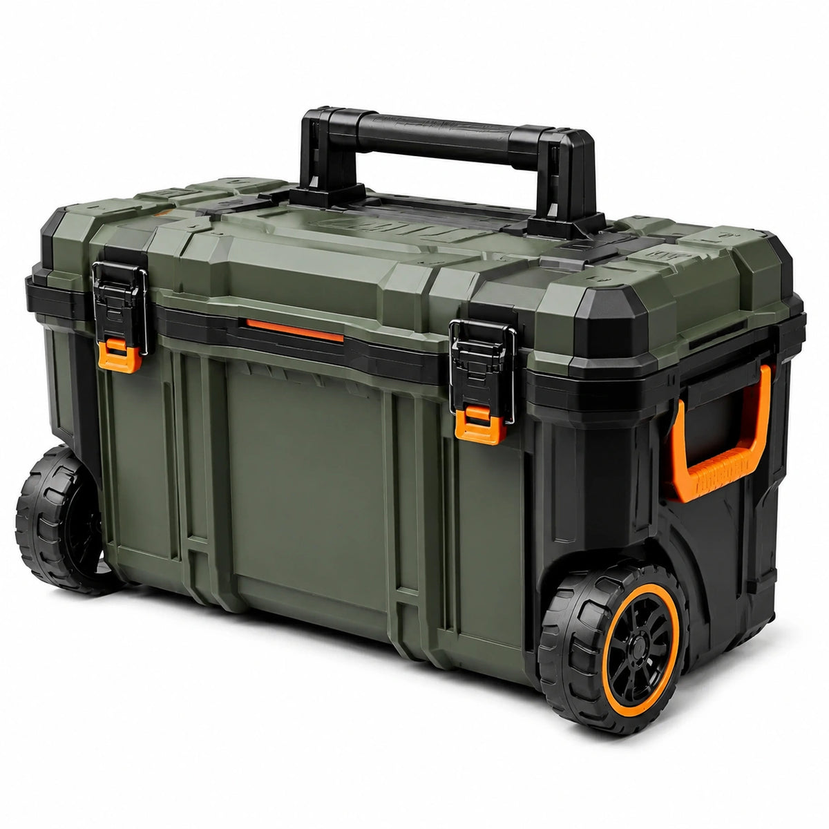 Caja de herramientas de plástico con ruedas 60x40x35 cm verde/negro