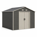 Cobertizo de acero galvanizado gris con techo a dos aguas 260x310x210 cm