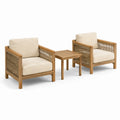 Conjunto de Muebles de Madera y Cuerda Beige con Mesa