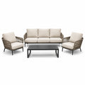 Conjunto de sofá de aluminio y cuerda beige para exteriores