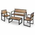 Conjunto de muebles de jardín de madera y metal negro